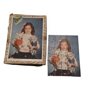 Vintage Waddingtons Jig-Map Puzzle With Girl & Dogs 25 Pieces 1950s Collectible